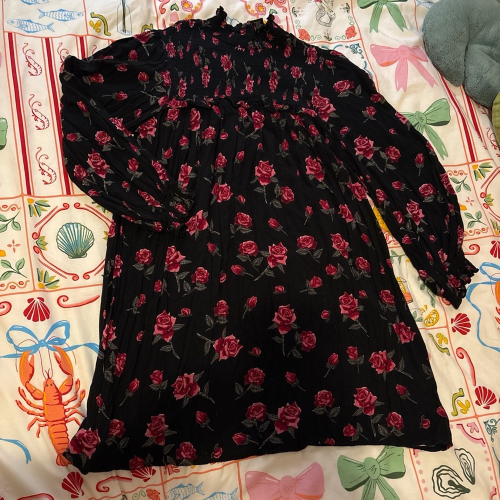 Floral Black and Pink Women's Dress